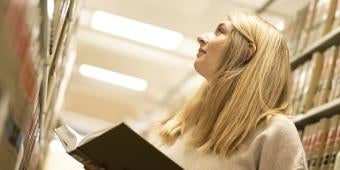 Student browsing the library