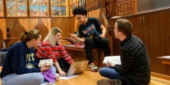 Students studying in the Cathedral of Learning